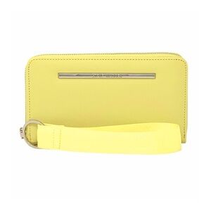 STEVE MADDEN Large Zip Around Wallet Wristlet w/ Woven Lanyard – Yellow – NWT